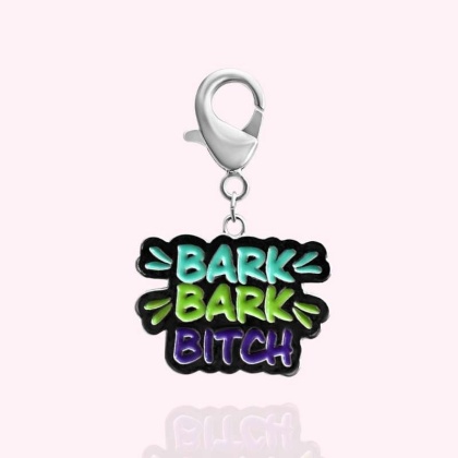 Silver - "Bark Bark Bitch" Dog Collar Charm