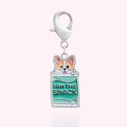 Silver - "I Am The Snack" Dog Collar Charm