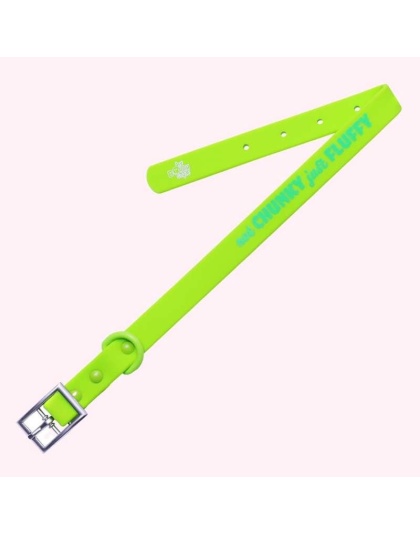 "Not Chunky Just Fluffy" Lime Green Silicone Collar - Large