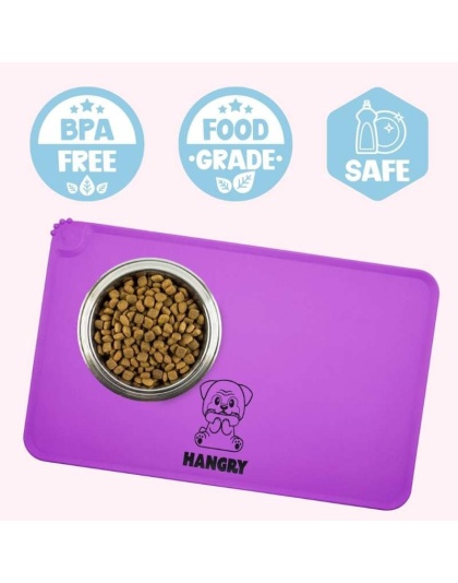 "Hangry" Purple Dog Food Mat