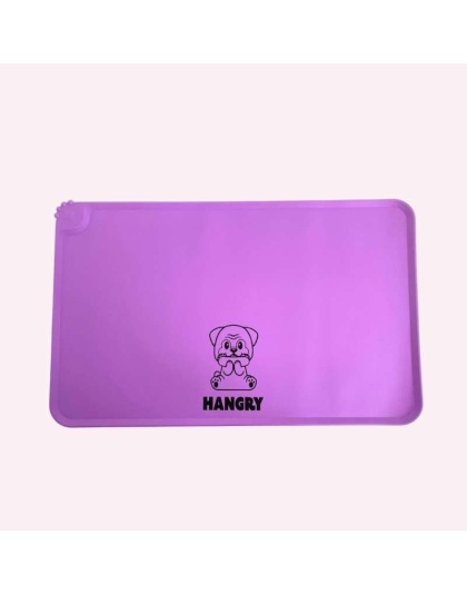 "Hangry" Purple Dog Food Mat