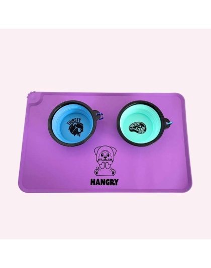 "Hangry" Purple Dog Food Mat