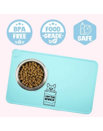 "I Am The Snack" Aqua Dog Food Mat