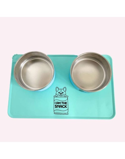 "I Am The Snack" Aqua Dog Food Mat