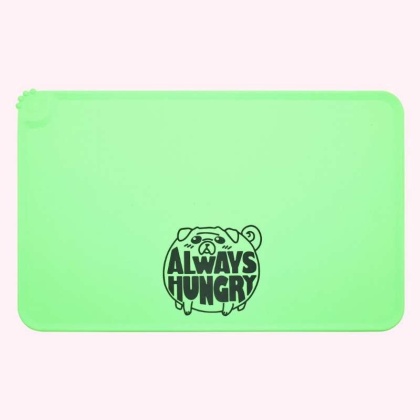 "Always Hungry" Green Dog Food Mat