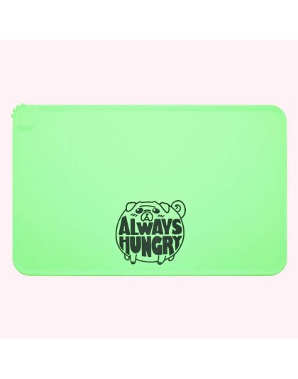 "Always Hungry" Green Dog Food Mat