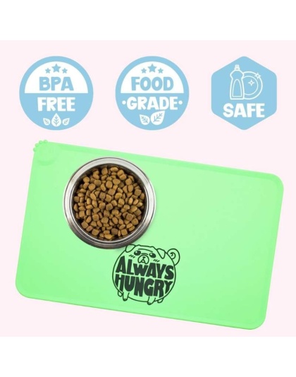 "Always Hungry" Green Dog Food Mat