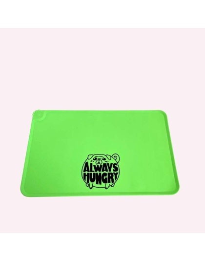 "Always Hungry" Green Dog Food Mat