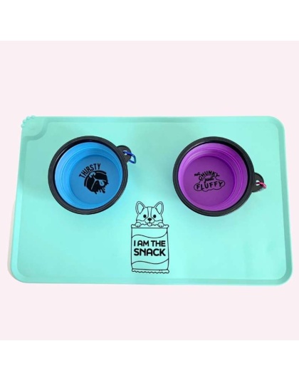 "I Am The Snack" Aqua Dog Food Mat