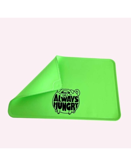 "Always Hungry" Green Dog Food Mat