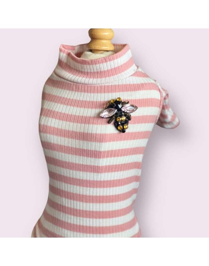 Dazzling Bee Stripe Turtleneck- Dog Sweater - XS