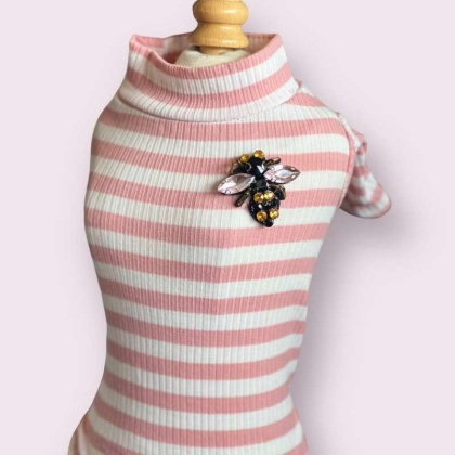 Dazzling Bee Stripe Turtleneck- Dog Sweater - Small