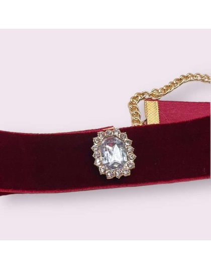 Luxurious Velvet Crystal Dog Collar - 10"