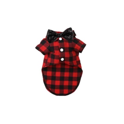 My Fancy Buffalo Plaid Bowtie Dog Shirt - S