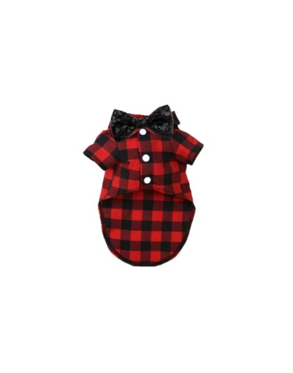 My Fancy Buffalo Plaid Bowtie Dog Shirt - S