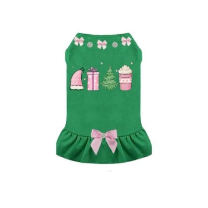 Pink Holiday Fun- Dog Dress - 2XL