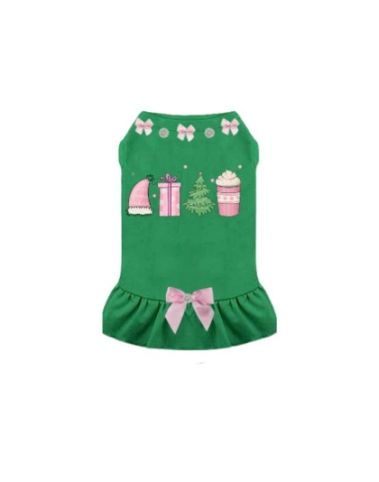 Pink Holiday Fun- Dog Dress - XS