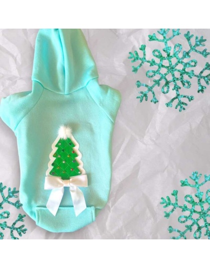 Quilted Christmas Tree Dog Hoodie - Medium