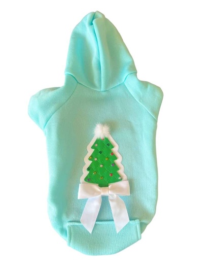 Quilted Christmas Tree Dog Hoodie - Medium