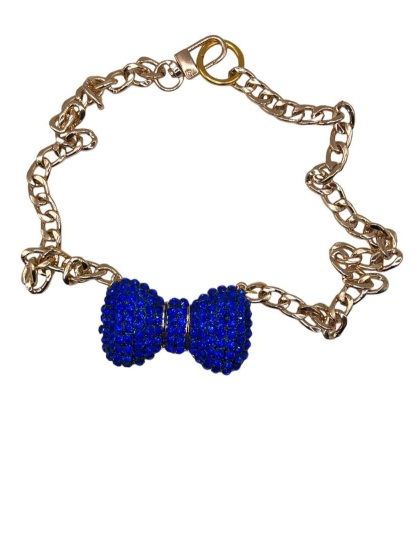 Royal Blue Bow Necklace- Big Dog Necklace - 4XL