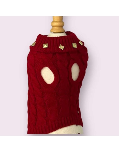 Studded Knit Turtleneck- Dog Sweater - XS