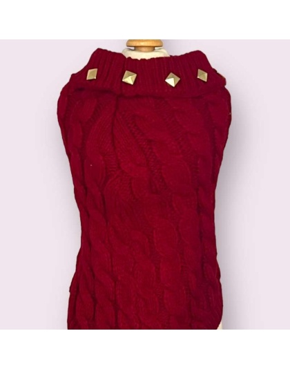 Studded Knit Turtleneck- Dog Sweater - XL