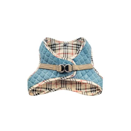 Denim & Beige Plaid - Step-In Denim Harness - XS