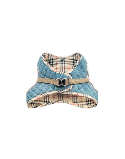 Denim & Beige Plaid - Step-In Denim Harness - XS