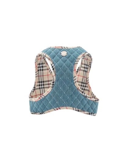 Denim & Beige Plaid - Step-In Denim Harness - XS