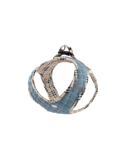 Denim & Beige Plaid - Step-In Denim Harness - Large