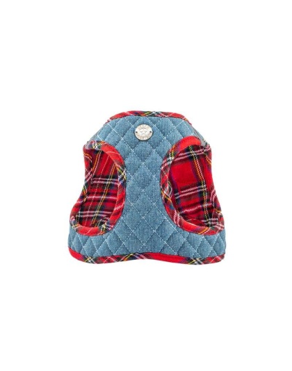 Denim & Red Plaid - Step-In Denim Harness - Medium