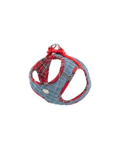 Denim & Red Plaid - Step-In Denim Harness - Small