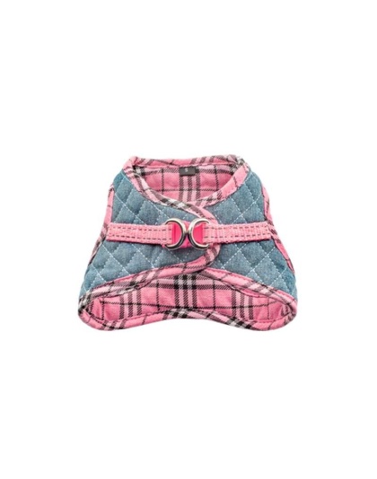 Denim & Pink Plaid - Step-In Denim Harness - XS