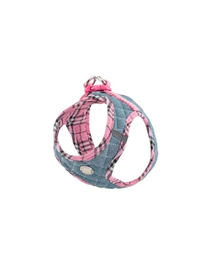 Denim & Pink Plaid - Step-In Denim Harness - XS