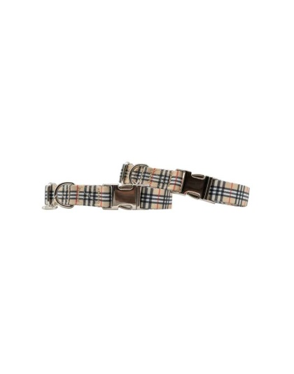 Beige Plaid - Adjustable Collar - Large