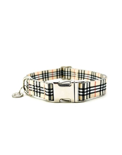 Beige Plaid - Adjustable Collar - Medium