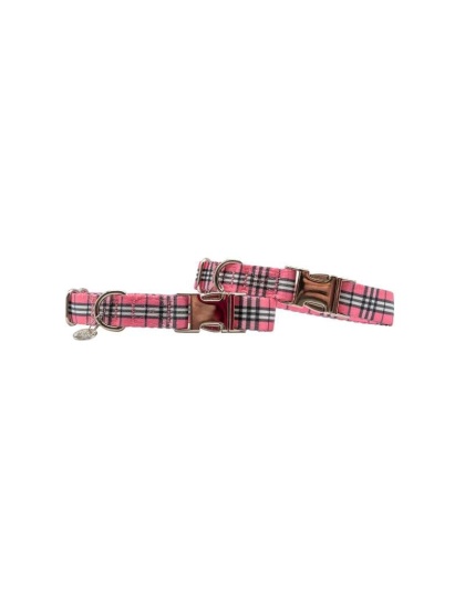 Pink Plaid - Adjustable Collar - Large