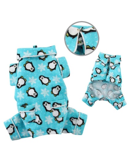 Turquoise - Penguins & Snowflake Flannel PJ with 2 Pockets (Turquoise) - L