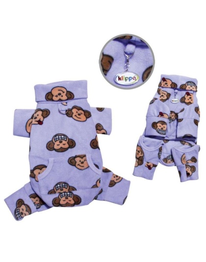 Lavender - Silly Monkey Fleece Turtleneck Pajamas - XS