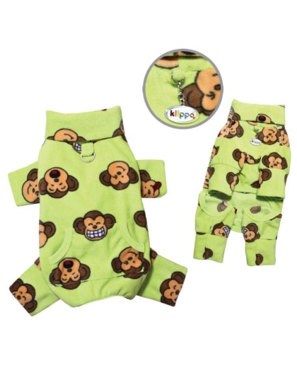 Lime - Silly Monkey Fleece Turtleneck Pajamas - XS