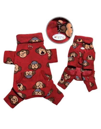 Burgundy - Silly Monkey Fleece Turtleneck Pajamas - XS