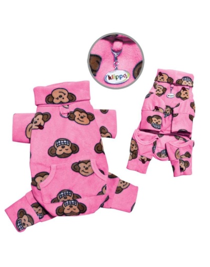 Pink - Silly Monkey Fleece Turtleneck Pajamas - XS