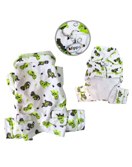 White - Playful Dinosaur Flannel Pajamas - XS