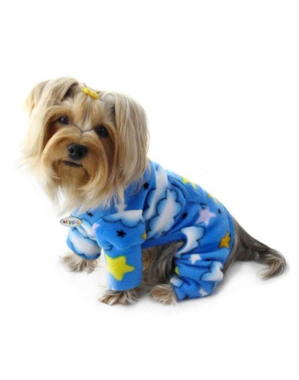 Blue - Stars and Clouds Fleece Turtleneck Pajamas - XS