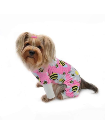 Pink - Ultra Soft Plush Minky Bumblebee & Flower Pajamas - L