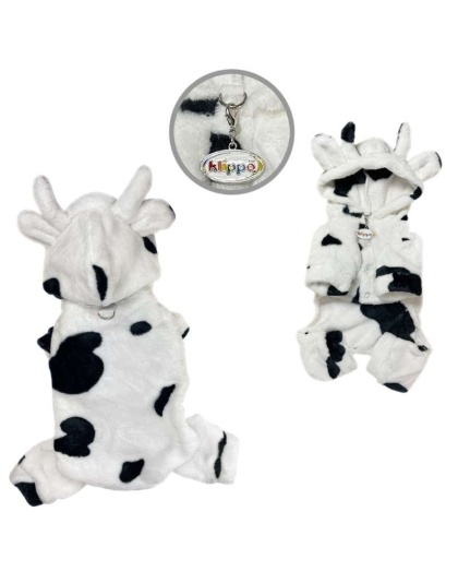 White - Ultra Plush Moo Cow Hooded Pajamas - L