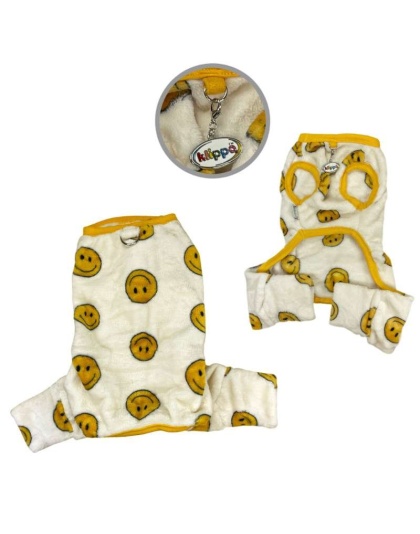 Yellow - Ultra Plush Happy Face Front Sleeveless Pajamas - S