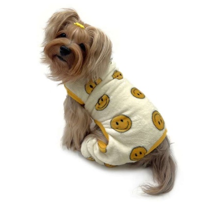 Yellow - Ultra Plush Happy Face Front Sleeveless Pajamas - M