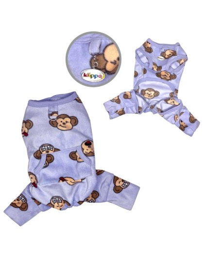 Lavender - Silly Monkey Front Sleeveless Fleec Pajamas - XS