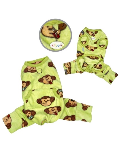 Lime - Silly Monkey Front Sleeveless Fleec Pajamas - XS